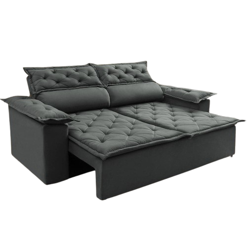 Sofá 3 Lugares Retrátil e Reclinável Cama Inbox Compact 1,80m Velusoft Cinza