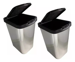 2-lixeira-cesto-09-litros-inox-com-tampa-click-label-brinde - Imagem