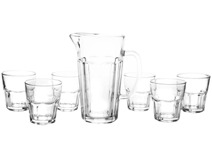 conjunto-de-jarra-1l-e-copos-300ml-de-vidro-haus-pavillion-7-pecas - Imagem