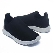 Tênis Infantil Calce Facil Leve Confortável Liso Preto - Beanna Calçados