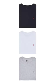 kit-3-camisetas-masculina-basicas-pica-pau-bordado-reserva - Imagem