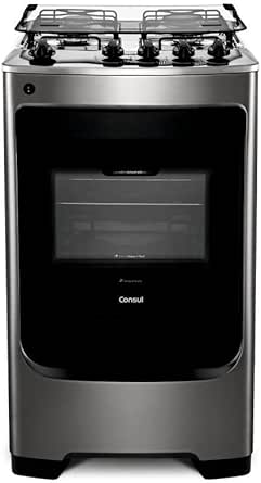 Fogão Consul 4 Bocas Cfo4nar Com Mesa De Inox, Acendimento Automático E Design Frente Única Bivolt - Inox