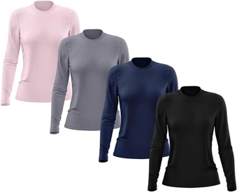 kit-4-camisetas-feminina-manga-longa-segunda-pele-termica-protecao-solar-uv-50-pretoazul - Imagem