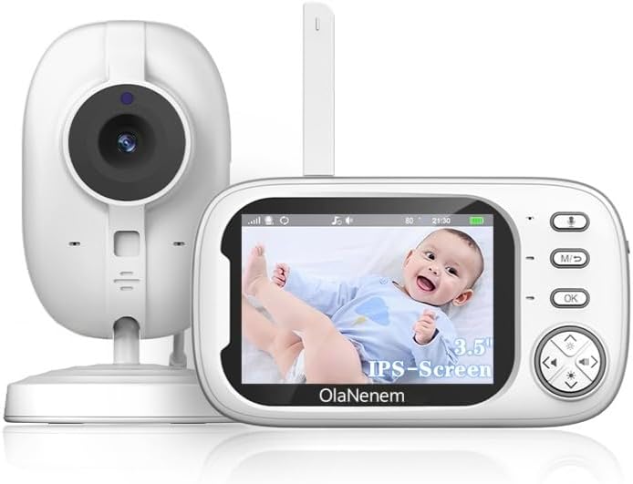 Baba Eletronica Câmera sem internet, 3.5" Monitor de Bebe, 2 Way Audio, Visão Nocturna,Zoom Digital,Visão Noturna Automática Baby,VOX, Monitoramento Temperatura,Canção de Ninar