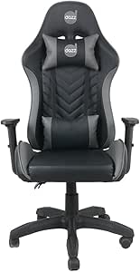 Cadeira Gamer Elite Pro Dazz – Reclinável 130°, Couro PU, Pistão Classe 4, Suporta 140 kg, Braços 1D, Almofadas Lombar e Pescoço, Base Nylon 50 mm – Preto e Cinza
