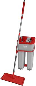 balde-mop-wap-multiuso-duplo-compacto-lava-e-seca-8-litros-flat-com-refil-de-microfibra-cinza-com-vermelho - Imagem