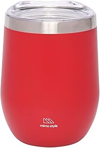 Mimo Style Copo Térmico de Aço Inoxidável Parede Dupla Vermelho 350ml Com Tampa de Polipropileno Livre de BPA. Ideal para Manter A Temperaturas de Bebidas Quentes e Geladas, Café, Chá, Suco E Água