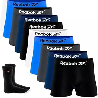 kit-9-cuecas-boxer-reebok-masculinas-microfibra-adulto-box-sem-costura-2-meias - Imagem