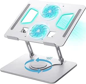 suporte-para-notebook-e-tablet-de-mesa-articulado-ajustavel-com-rotacao-360-graus-em-aluminio-resistente-e-multifuncional-com-design-ergonomico-compativel-com-macbook-pro-macbook-air-dell - Imagem