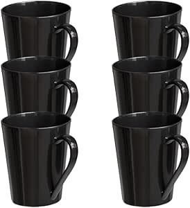 jogo-6-xicara-caneca-tulipa-lisa-porcelana-preto-mundo-da-porcelana - Imagem