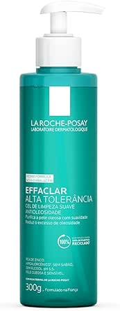 La Roche-posay Effaclar Gel Alta Tolerância. Limpeza Facial. Limpa a Pele Suavemente Reduzindo a Oleosidade e Eliminando o Brilho. Pele Oleosa e Sensível. Caprylyl Glycol, Glicerina, PCA de Zinco.