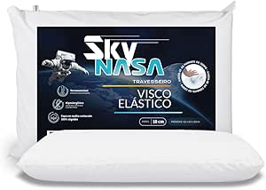 Nap Travesseiro Nasa Sky Viscoelástico Altura 10cm Densidade D40 Premium Capa 100% algodão para fronhas 50x70cm - Branco