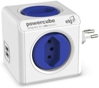 multiplicador-4-tomadas-bivolt-2-usb-24a-powercube-usb-elg-pwc-r4u-azul-e-branco - Imagem