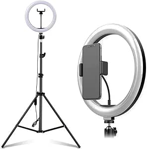 ring-light-profissional-26cm-selfie-live-com-tripe-2-metros-para-smartphone-anel-lampada-video-e-maquiagem-iluminacao-foto-estudio-premium-onyk - Imagem