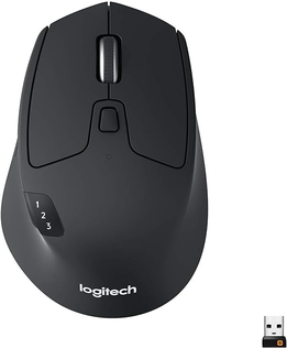 mouse-sem-fio-logitech-m720-triathlon-com-conexao-usb-unifying-ou-bluetooth-com-easy-switch-para-ate-3-dispositivos-1000-dpi-6-botoes-programaveis-e-pilha-inclusa - Imagem