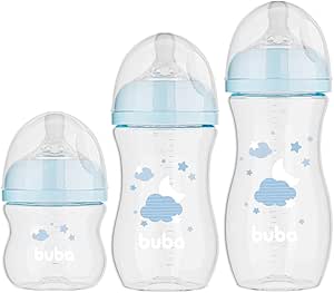 Buba, Kit 3 Mamadeiras Easy Flow Nuvem Azul 120/270/330ml