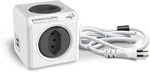 elg-pwc-x4u3m-powercube-com-extensor-usb-filtro-de-linha-multiplicador-4-tomadas-bivolt-com-2-portas-usb-24a-disjuntor-integrado-de-10a-cabo-3m-cinza - Imagem