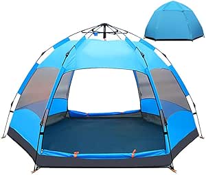 JOYFOX Barraca de Camping para 3-4 Pessoas Automática com 2 Portas e 4 Janelas, Tenda de Acampamento Pop-up, Automática, Resistente à água, Portátil, Leve, Praia, Mochilão, Caminhada