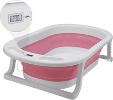 banheira-retratil-portatil-dobravel-infantil-com-termometro-digital-banho-bebe-rosa-awiki - Imagem
