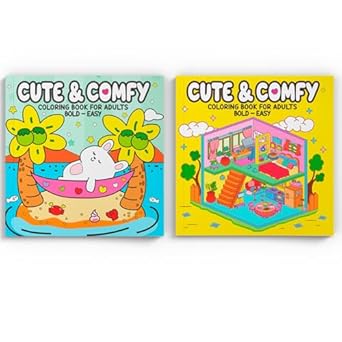 colecao-cute-comfy-coloring-book-for-adults-bold-easy-kit-com-2-livros-de-colorir-adulto-capa-comum-5-janeiro-2025 - Imagem