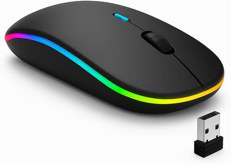 Mouse Sem Fio Recarregável Bluetooth Wireless Usb Led Rgb Silencioso Ambidestro, Bateria De Longa Duração, Sensibilidade Ajustável (branco)