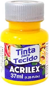 Acrilex Fosca Tinta para Tecido, Amarelo (Ouro), 12 x 37 ml
