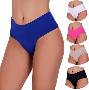 kit-com-5-calcinhas-cintura-alta-conforto-algodao - Imagem
