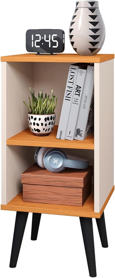 mesa-de-cabeceira-compacta-retro-com-prateleira-charme-branco - Imagem