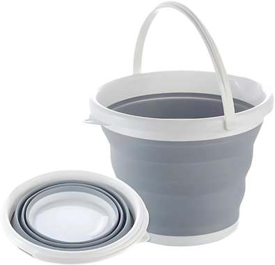 Balde De Silicone Dobrável Retrátil Flexível 5 Litros Compacto Multiuso Com Alça Ideal Para Limpeza