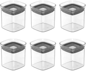 Ou Conjunto 6 Potes Organizadores Herméticos 150ml Transparente Linha Block