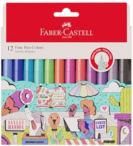 caneta-ponta-fina-faber-castell-fine-pen-colors-12-cores - Imagem