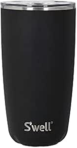 S'well Copo De Aço Inoxidável Com Tampa Deslizante, 510 G, Ônix, Recipientes Isolados A Vácuo De Camada Tripla Mantém As Bebidas Frias Por 12 Horas E Quentes Por 4, Livre De Bpa