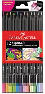 ecolapis-de-cor-supersoft-6-neon-6-pastel-faber-castell-120712softnp-supersoft-multicolorido-12-contagem-pacote-de-1 - Imagem