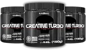 Imagem do produto Kit 3X Creatine Turbo Suplemento Alimentar Black Skull 150g Caveira Preta Creatina Monohidratada Sem Sabor na loja Amazon