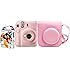 Kit Câmera Instax Mini 12 com pack 10 fotos Spray Art e Bolsa Rosa Gloss