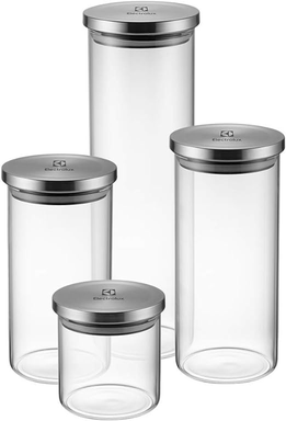 kit-potes-de-vidro-hermetico-4-unidades-tampa-inox-electrolux - Imagem
