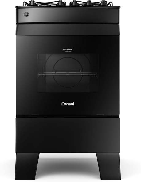 [Regional] Consul Fogão 4 Bocas Preto Consul Com Mesa De Vidro - Cfo4vce Bivolt