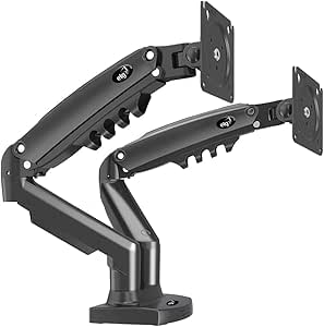 ELG, F160N, Suporte Articulado de Mesa com Pistão a Gás e Ajuste de Altura, 2 Monitores de 17” a 35”, Com Organizador de Cabos, Capacidade de 2kg a 9kg, Preto