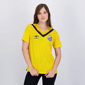 Imagem do produto Umbro Camisa Feminina Santos Oficial nº 3 2024 (Torcedora), Amarelo/Preto, P na loja Amazon