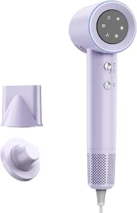 GOKOCO Secador De Cabelo Profissional 110v 127v, 120000 RPM High Speed Hair Dryer 1600W com Display Digital LED e Bocal de ar Magnético,GD029 Roxo