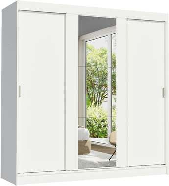 Guarda-Roupa Casal Madesa Reno 3 Portas de Correr com Espelho - Branco