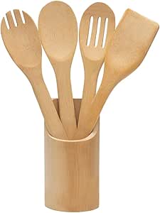 Conjunto Talheres De Bambu Utensílios De Cozinha 5 Peças