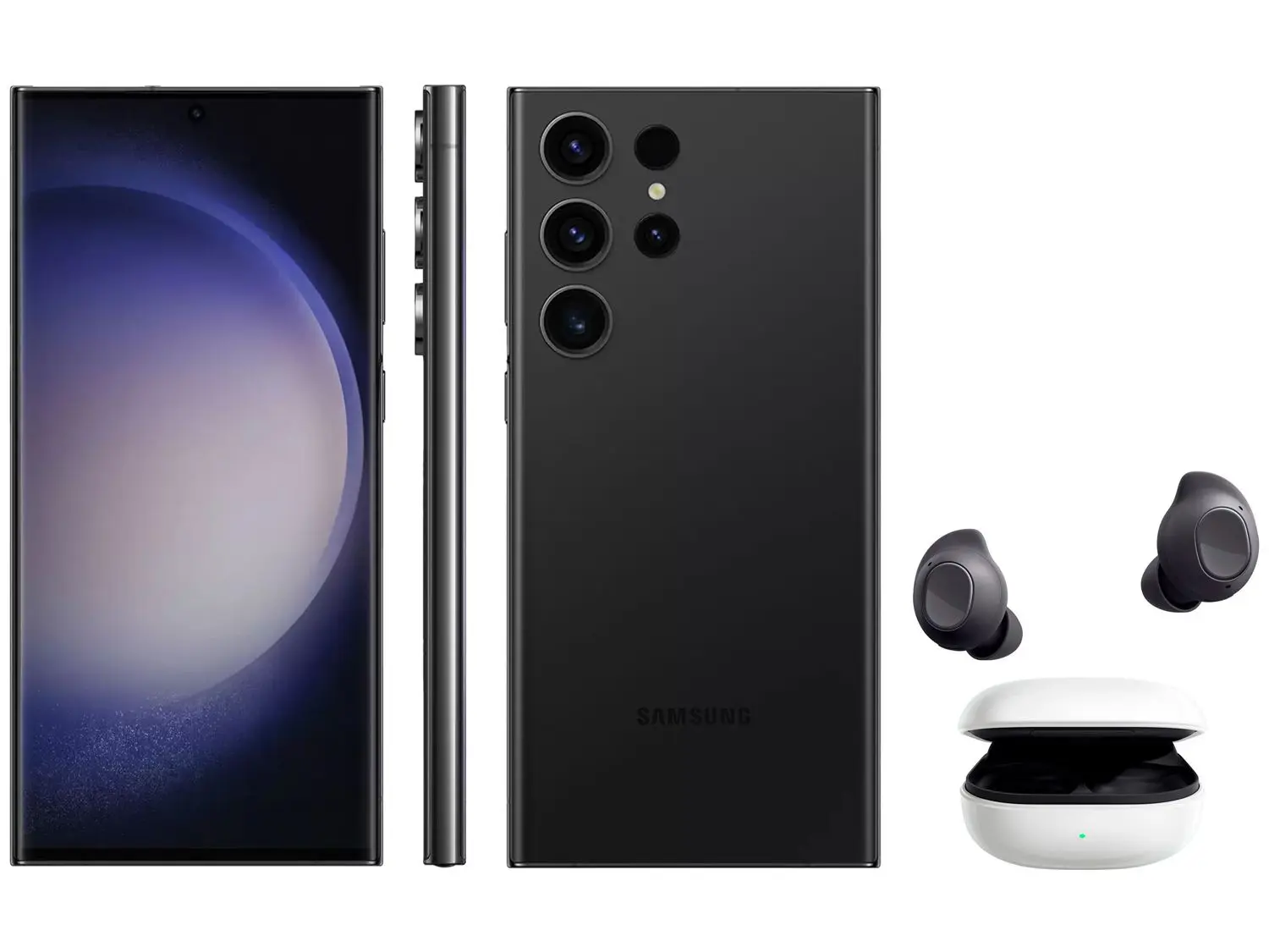 smartphone-samsung-galaxy-s23-ultra-256gb-verde-5g-12gb-ram-galaxy-buds-fe-sem-fio-grafite - Imagem