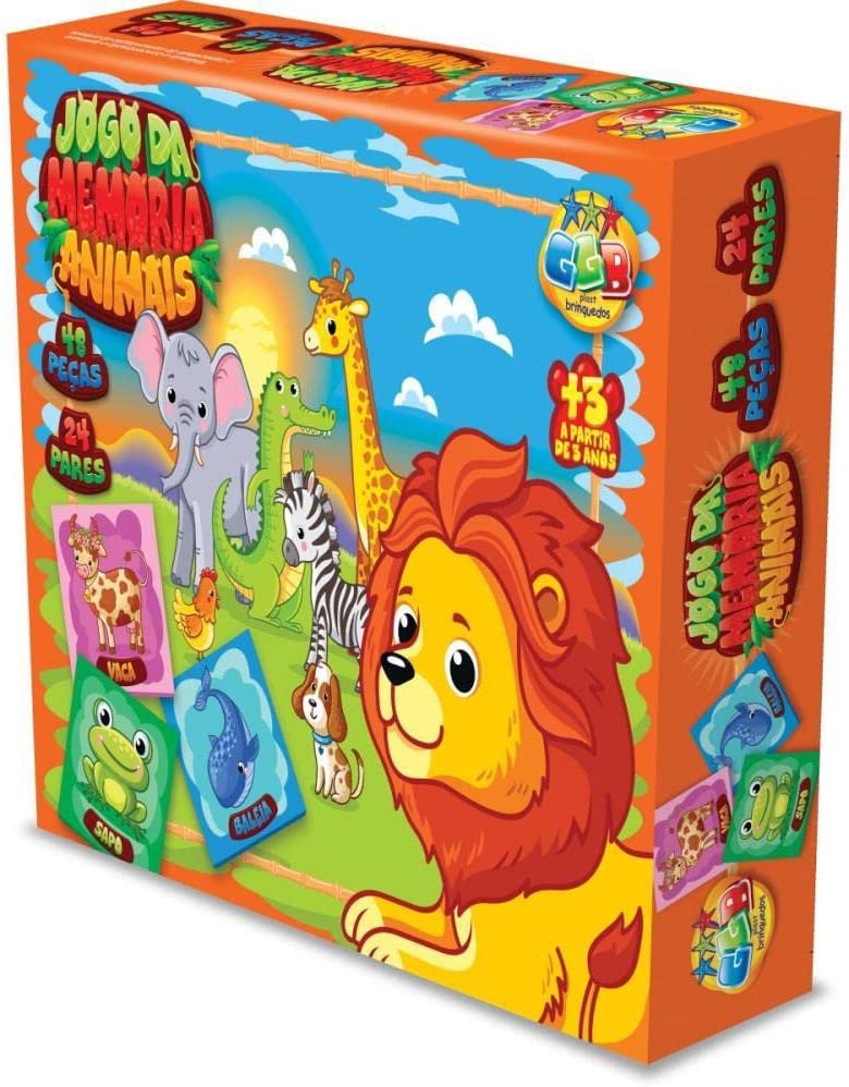 Ggb Jogo Da Memória Infantil Animais Da Selva 48 Peças