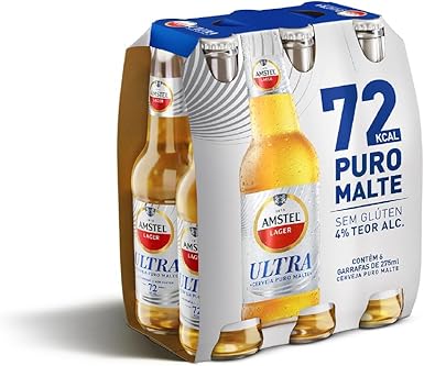 Amstel Ultra Cerveja Puro Malte, Pack de 6 Long Neck 275ml