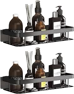 Kit 2 Prateleiras Adesiva Sem Furo Para Banheiro Cozinha Organizador Parede Suporte Porta Shampoo Sabonete Nicho Decorativo Sem Furadeira Instalação Fácil Resistente Moderna