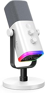fifine-microfone-dinamico-xlrusb-para-gravacao-podcastmic-streaming-para-pc-computador-e-jogos-com-luz-rgbbotao-mudoconector-para-fones-ouvidosuporte-de-mesamic-vocal-para-youtube-am8-preto - Imagem