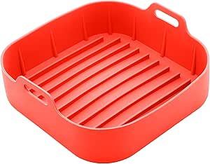 LYOR - Forma Quadrada de Silicone para Air Fryer Vermelha 20cm x 7cm