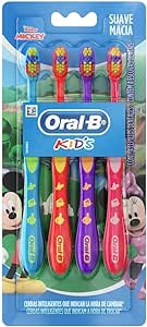 Oral-b Kids Escova De Dente Infantil Com Cerdas Suaves, 4 Unidades