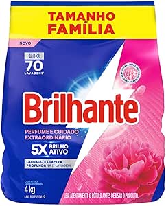 Brilhante Lava-Roupas em Pó Perfume e Cuidado Extraordinário Pacote 4kg